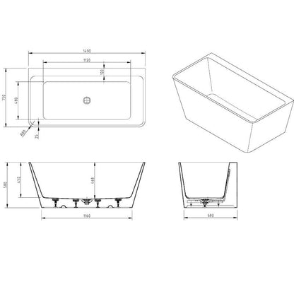 VIRGINIA Back To Wall Bathtub- 2 Sizes Available