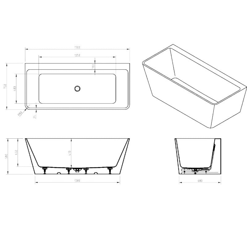 VIRGINIA Back To Wall Bathtub- 2 Sizes Available