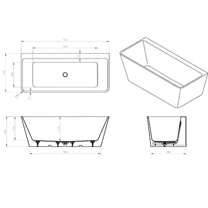 VIRGINIA Back To Wall Bathtub- 2 Sizes Available