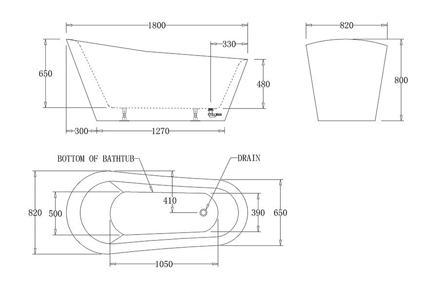 VENICE Freestanding Bathtub - 1800mm