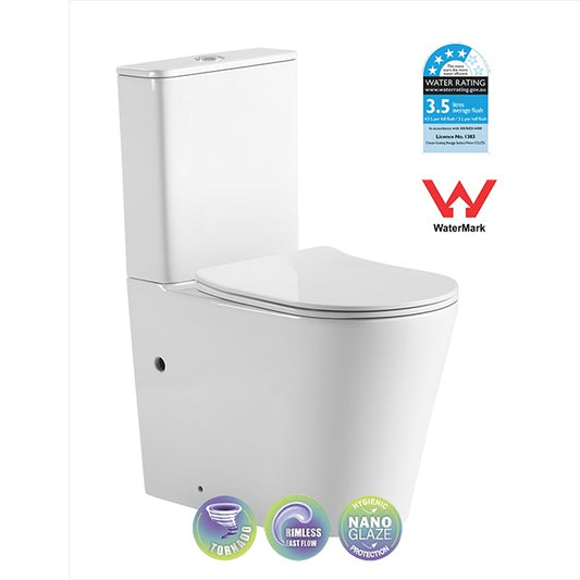Toilet Suite Back to Wall Tornado Rimless - Nano Glazed BB1004