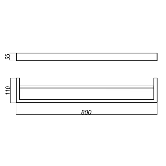 IVANO Series Square Double Towel Rail 800mm
