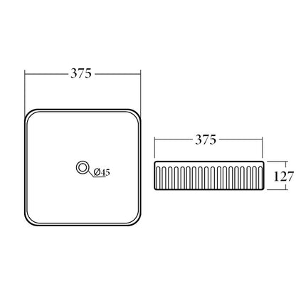 BA910 — Square Grooved Above Counter Basin - Gloss White, Matte White, Matte Black