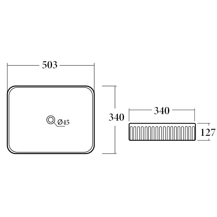 BA920 —  Rectangular Grooved Above Counter Basin - Gloss White , Matte White , Matte Black