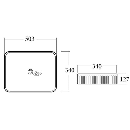 BA920 —  Rectangular Grooved Above Counter Basin - Gloss White , Matte White , Matte Black