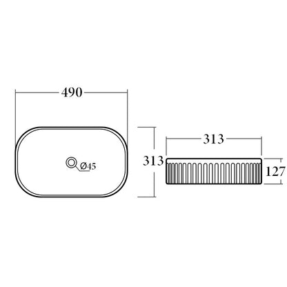 BA930 — Oval Grooved Above Counter Basin - Gloss White, Matte White, Matte Black