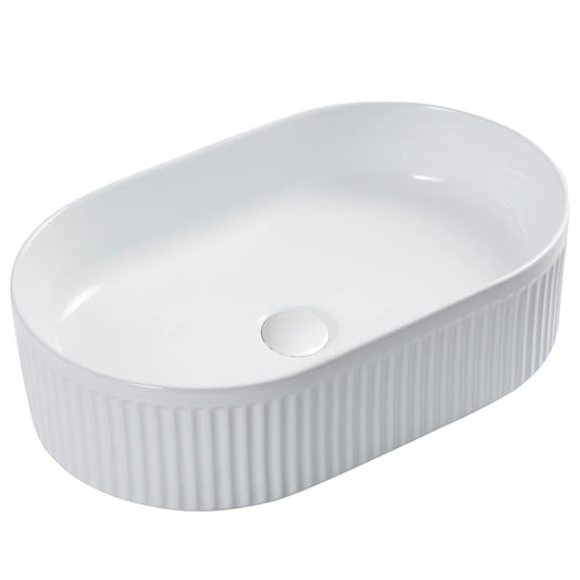 BA930 — Oval Grooved Above Counter Basin - Gloss White, Matte White, Matte Black