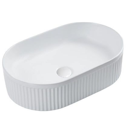 BA930 — Oval Grooved Above Counter Basin - Gloss White, Matte White, Matte Black