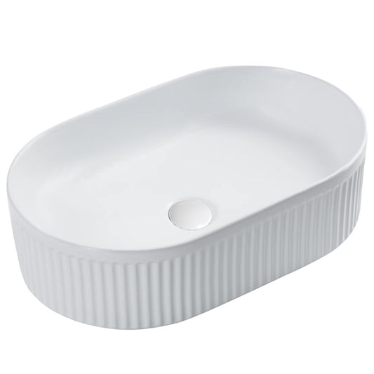 BA930 — Oval Grooved Above Counter Basin - Gloss White, Matte White, Matte Black