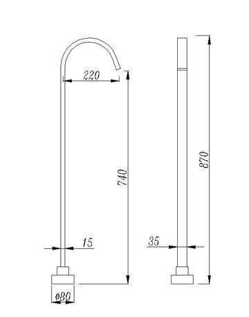 Norico Pentro Round Stainless Steel Freestanding Bath Spout (In 3 Colours) 