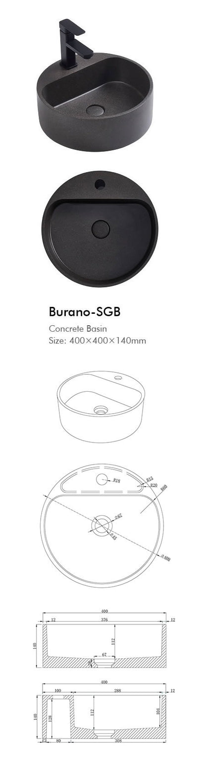 BURANO Round Concrete Basin- 5 Color's Available
