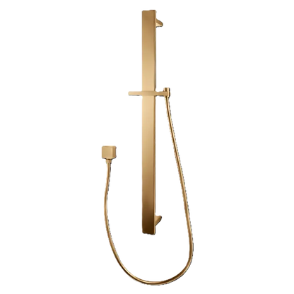 Square Sliding Shower Rail without handheld Shower (PVC Hose) - in Gun Metal and Brushed Brass 