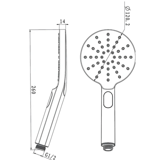 Round Gun Metal Grey ABS 3 Function Handheld Shower