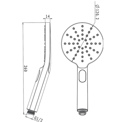Round Black ABS 3 Function Handheld Shower Only  Handheld Shower Head