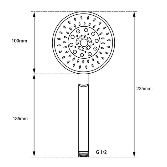 Round Chrome ABS 3 Function Handheld Shower Only