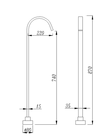 Square Floor Standing Mixer (Brass) (In 2 Colours) 