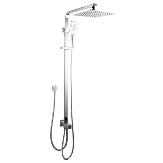 10" Square Chrome Shower Station Top/Bottom Inlet - Chrome and Matte Black
