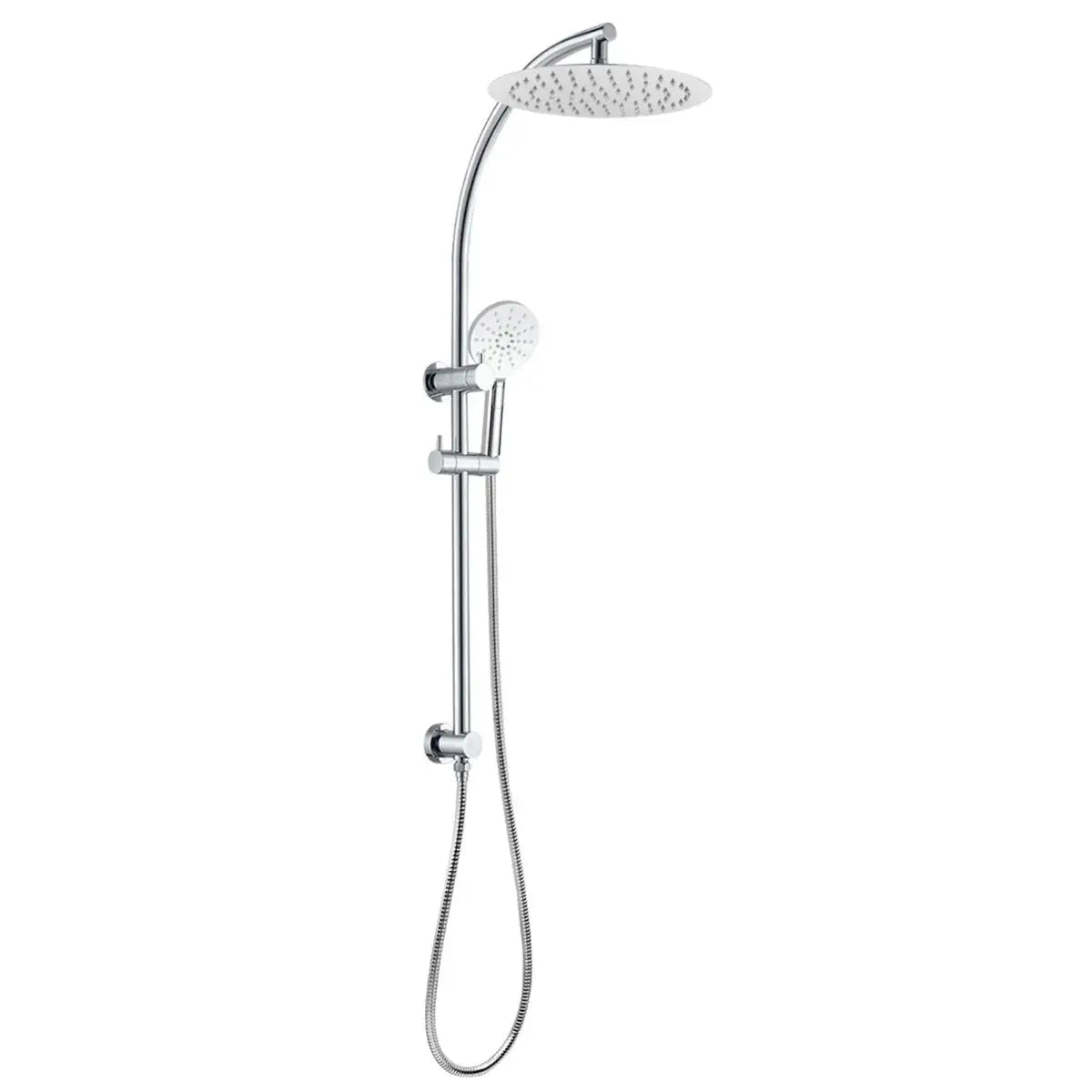 10'' Right Angle Round Shower Station Top Inlet - Chrome and Matte Black 