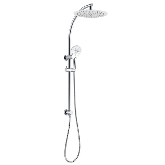 10'' Right Angle Round Shower Station Top Inlet - Chrome and Matte Black