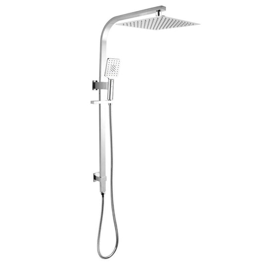 Square Chrome Shower Station Top Water Inlet - Chrome and Matte Black