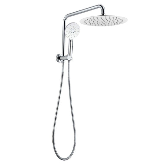 10'' Round Chrome Shower Station Top Water Inlet - in Chrome and Matte Black