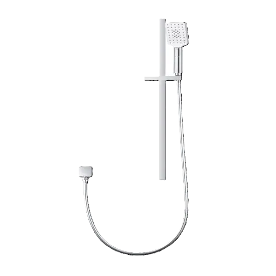 3 Functions Square Chrome Hand held Shower Set With Rail - in Chrome and Matte Black 