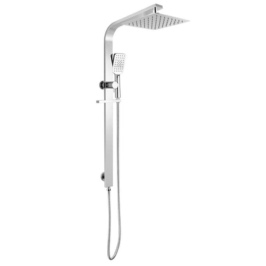 10" Square Wide Rail Shower Station Top Water Inlet with 3 Functions Handheld - in Chrome and Matte Black