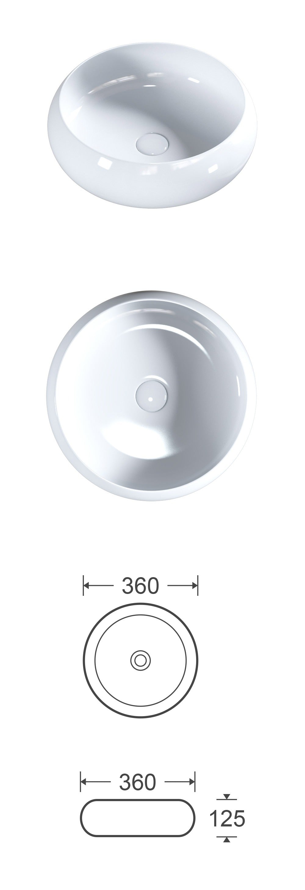 Versilia Ceramic Counter Basin 360mm