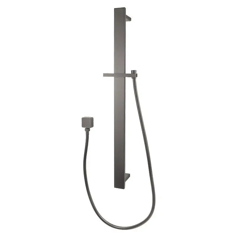 Square Sliding Shower Rail without handheld Shower (PVC Hose) - in Gun Metal and Brushed Brass 