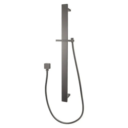 Square Sliding Shower Rail without handheld Shower (PVC Hose) - in Gun Metal and Brushed Brass 