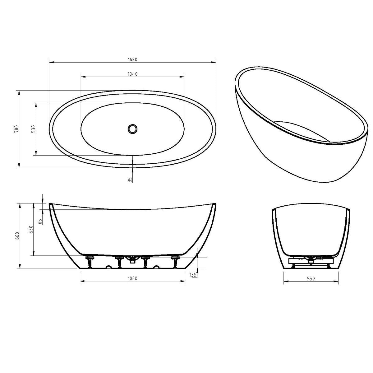 GUBBIO Freestanding Bathtub - 2 Sizes Available