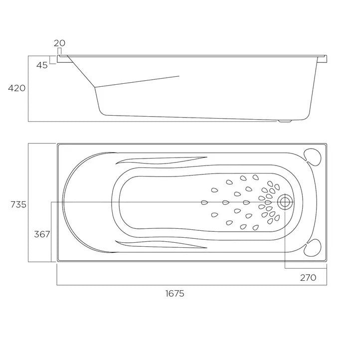 CIVIC Drop-In Bath Tub - Available in 3 Sizes