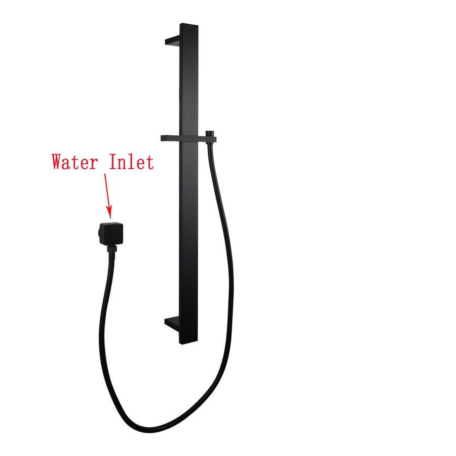 Square Chrome or Matte Black Sliding Shower Rail without Handheld Shower