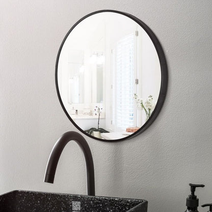Round Black Aluminum Wall Mirror