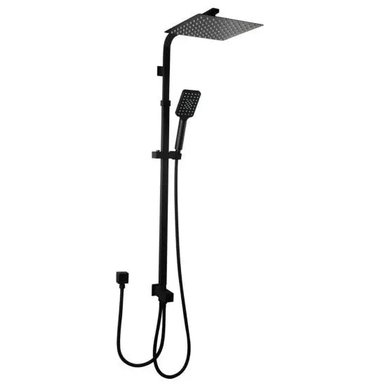 10" Square Chrome Shower Station Top/Bottom Inlet - Chrome and Matte Black 