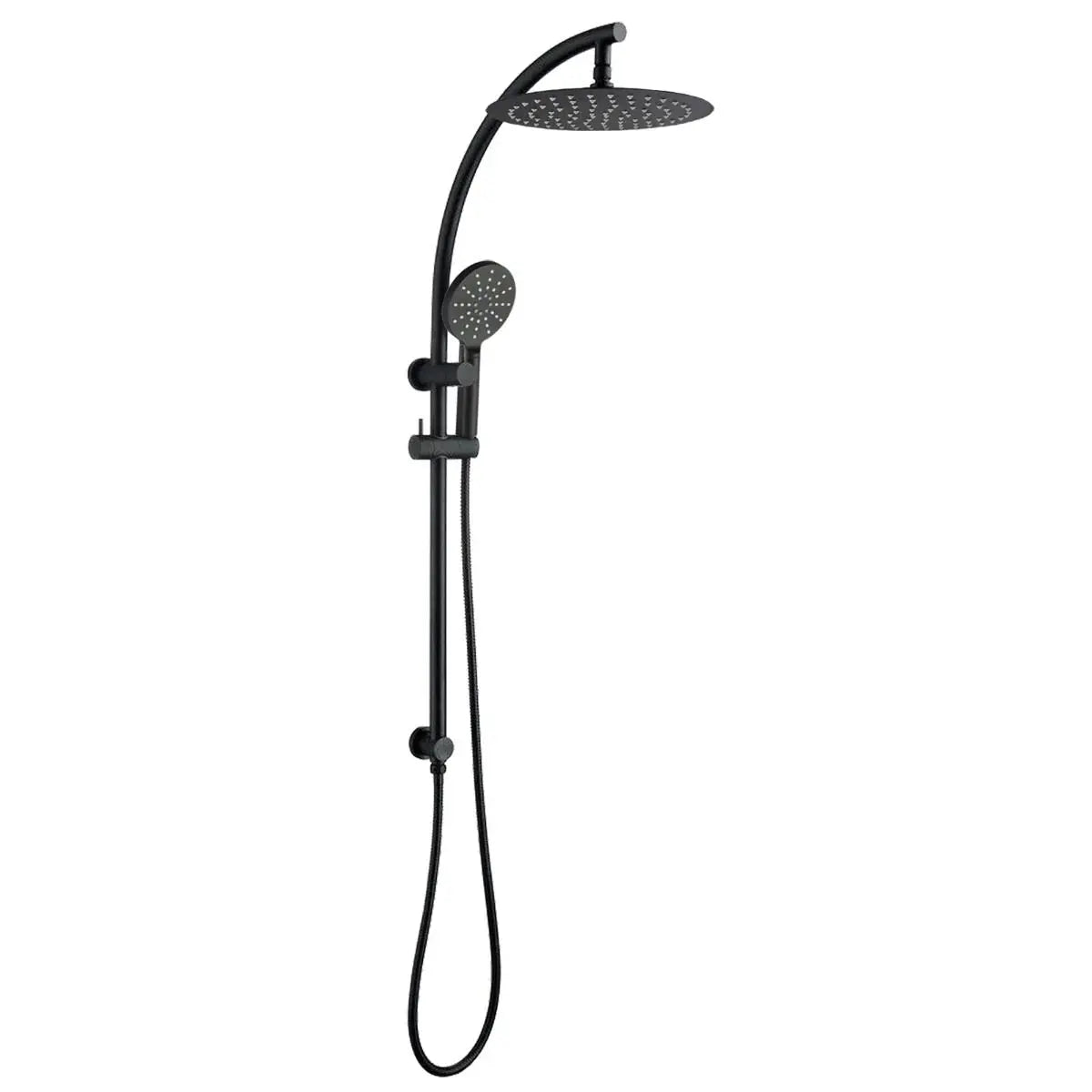 10'' Right Angle Round Shower Station Top Inlet - Chrome and Matte Black 