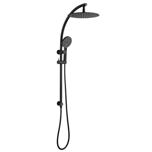 10'' Right Angle Round Shower Station Top Inlet - Chrome and Matte Black