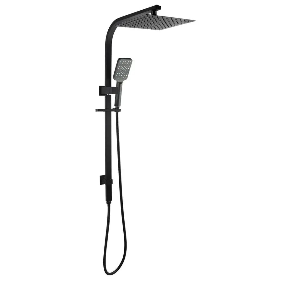 Square Chrome Shower Station Top Water Inlet - Chrome and Matte Black 