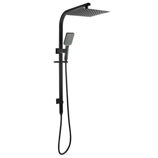 Square Chrome Shower Station Top Water Inlet - Chrome and Matte Black