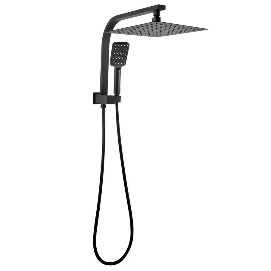 10" Square Shower Station Top Water Inlet - in Chrome and Matte Black 