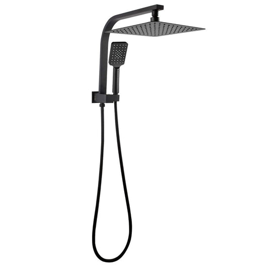 10" Square Shower Station Top Water Inlet - in Chrome and Matte Black