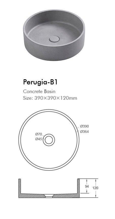 PERUGIA Round Concrete Basin - 6 Color's Available