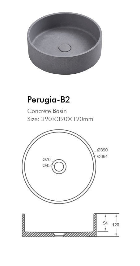 PERUGIA Round Concrete Basin - 6 Color's Available