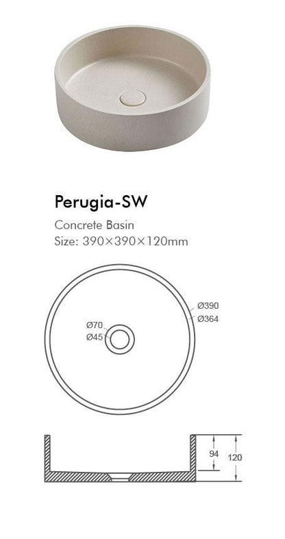 PERUGIA Round Concrete Basin - 6 Color's Available