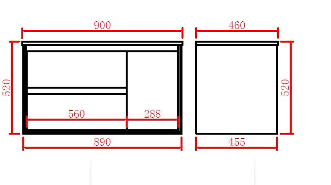 PETRA Wall Hung Vanity 600mm-1500mm