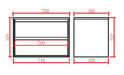 PETRA Wall Hung Vanity 600mm-1500mm