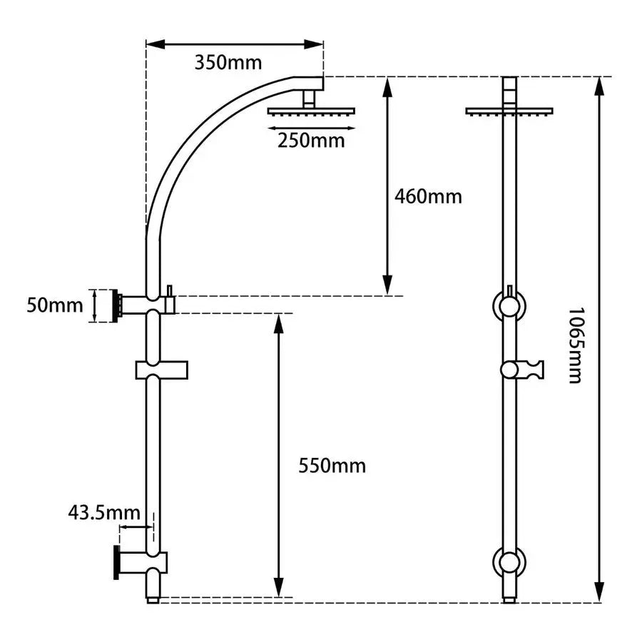 10'' Round Shower Station Top Inlet - in Chrome and Matte Black 