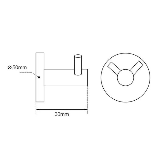 LUCID PIN Round 304 Stainless Steel Double Wall Hook