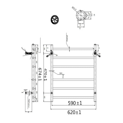 Square Electric Heated Towel Rack 6 Bars