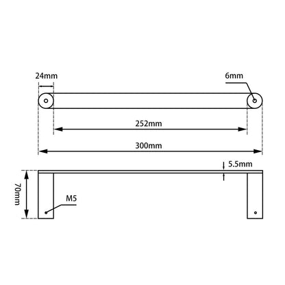 RUSHY Brushed Nickel Towel Ring 300mm
